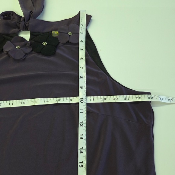 Taylor Dress Womens Plus Size 18W Purple Sleeveless Floral Embellished Bow Back - Picture 7 of 9